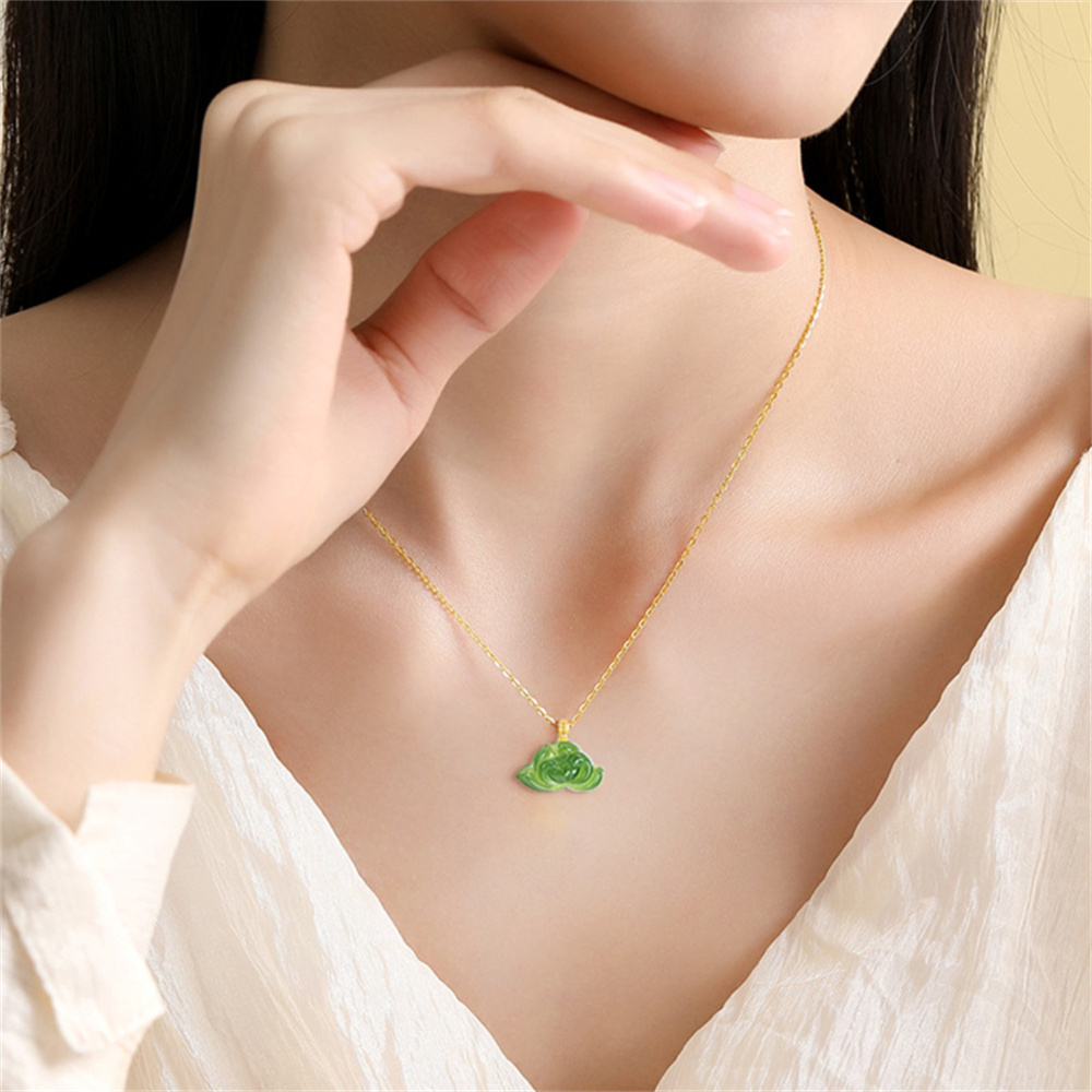 Natural Untreated Green Russian Nephrite Lotus Shaped Pendant,Lotus Pendants,Green Russian Nephrite Jade Loose Pendants,DIY Jewelry Supplies