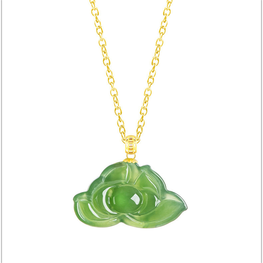 Natural Untreated Green Russian Nephrite Lotus Shaped Pendant,Lotus Pendants,Green Russian Nephrite Jade Loose Pendants,DIY Jewelry Supplies