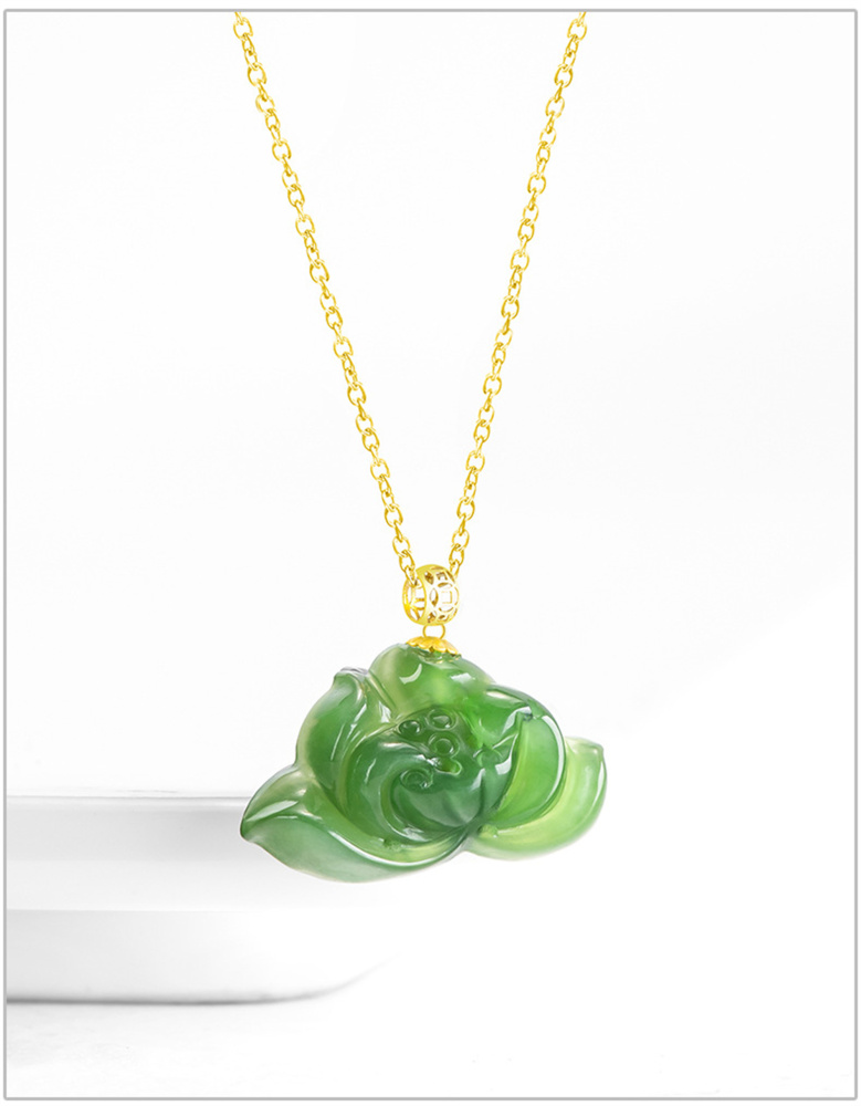 Natural Untreated Green Russian Nephrite Lotus Shaped Pendant,Lotus Pendants,Green Russian Nephrite Jade Loose Pendants,DIY Jewelry Supplies