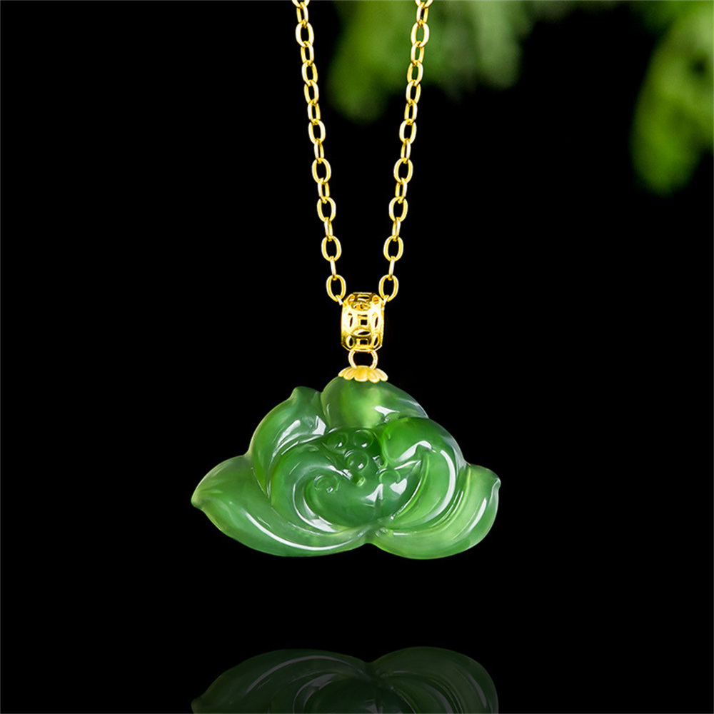 Natural Untreated Green Russian Nephrite Lotus Shaped Pendant,Lotus Pendants,Green Russian Nephrite Jade Loose Pendants,DIY Jewelry Supplies