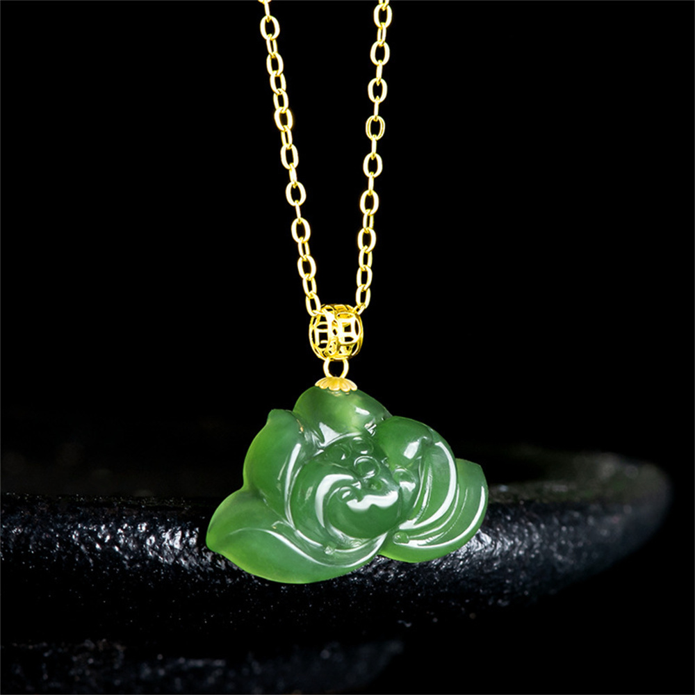 Natural Untreated Green Russian Nephrite Lotus Shaped Pendant,Lotus Pendants,Green Russian Nephrite Jade Loose Pendants,DIY Jewelry Supplies