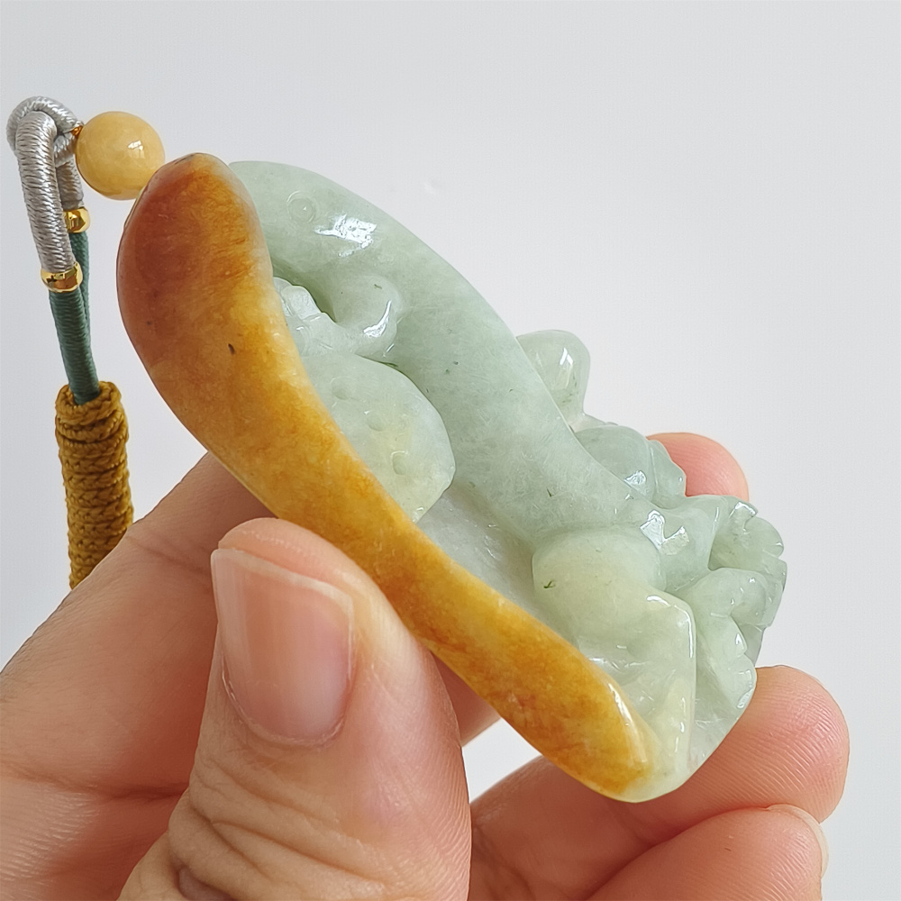 Unique Certificated Natural Type A Untreated Yellow Green Watery Burmese Jadeite Irregular Pendant With Gecko Carved,Amulet Pendant,DIY Jewelry Supplies