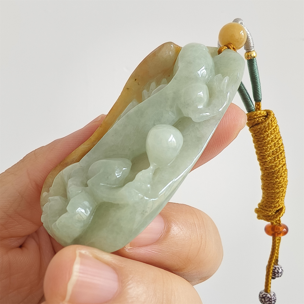 Unique Certificated Natural Type A Untreated Yellow Green Watery Burmese Jadeite Irregular Pendant With Gecko Carved,Amulet Pendant,DIY Jewelry Supplies