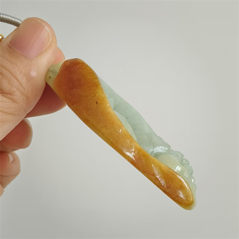 Unique Certificated Natural Type A Untreated Yellow Green Watery Burmese Jadeite Irregular Pendant With Gecko Carved,Amulet Pendant,DIY Jewelry Supplies