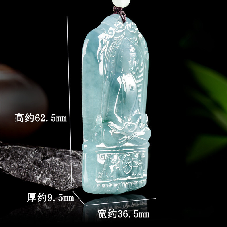 Natural Type A Untreated Blue Watery Guatemalan Jadeite Irregular Pendant With Buddha Carved,Amulet Pendant,DIY Jewelry Supplies