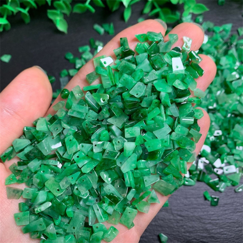 10Pcs Natural Type A Untreated Icy Waxy Green Burmese Jadeite Irregular Shaped Charms,Burma Jadeite Loose Charms,DIY Jewelry Supplies