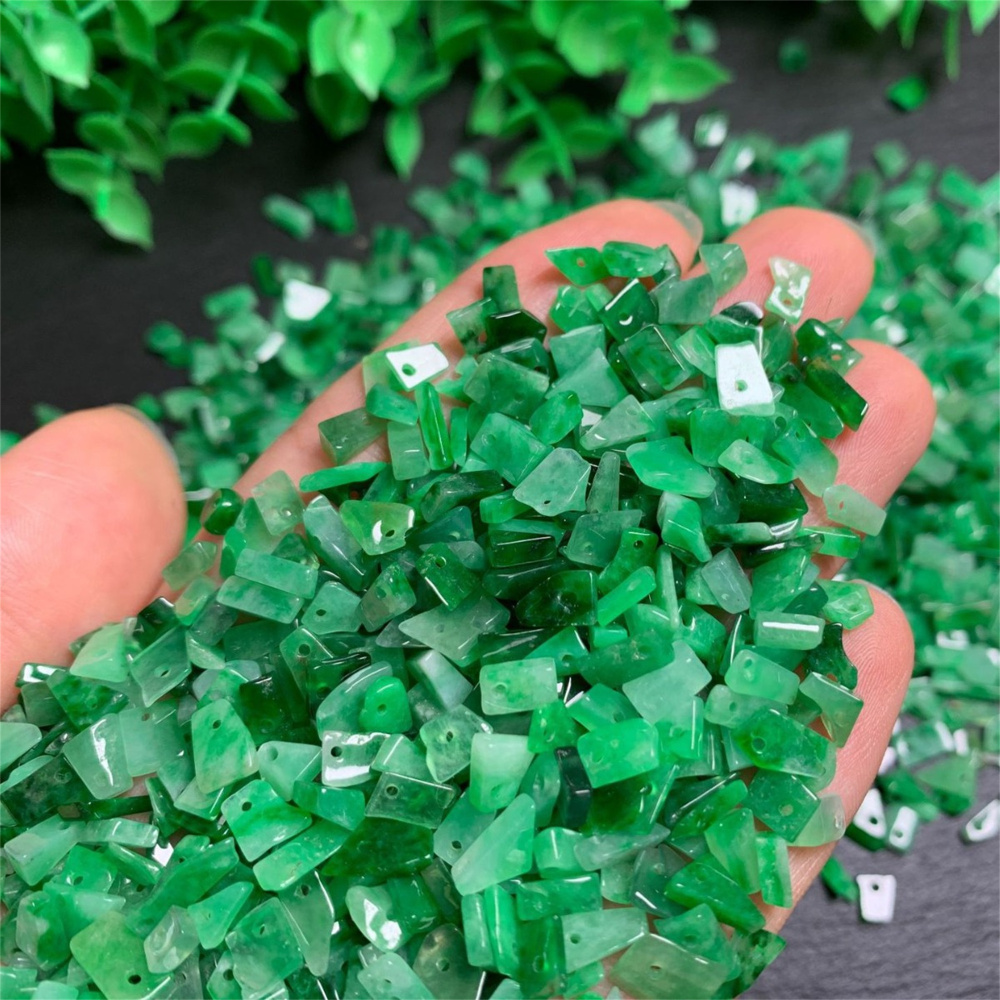 10Pcs Natural Type A Untreated Icy Waxy Green Burmese Jadeite Irregular Shaped Charms,Burma Jadeite Loose Charms,DIY Jewelry Supplies