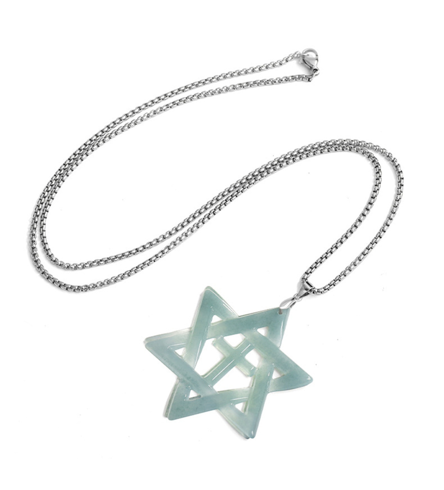 Natural Type A Untreated Blue Watery Guatemalan Jadeite Filigree Star Of David Pendant With Cross Carved,DIY Jewelry Supplies