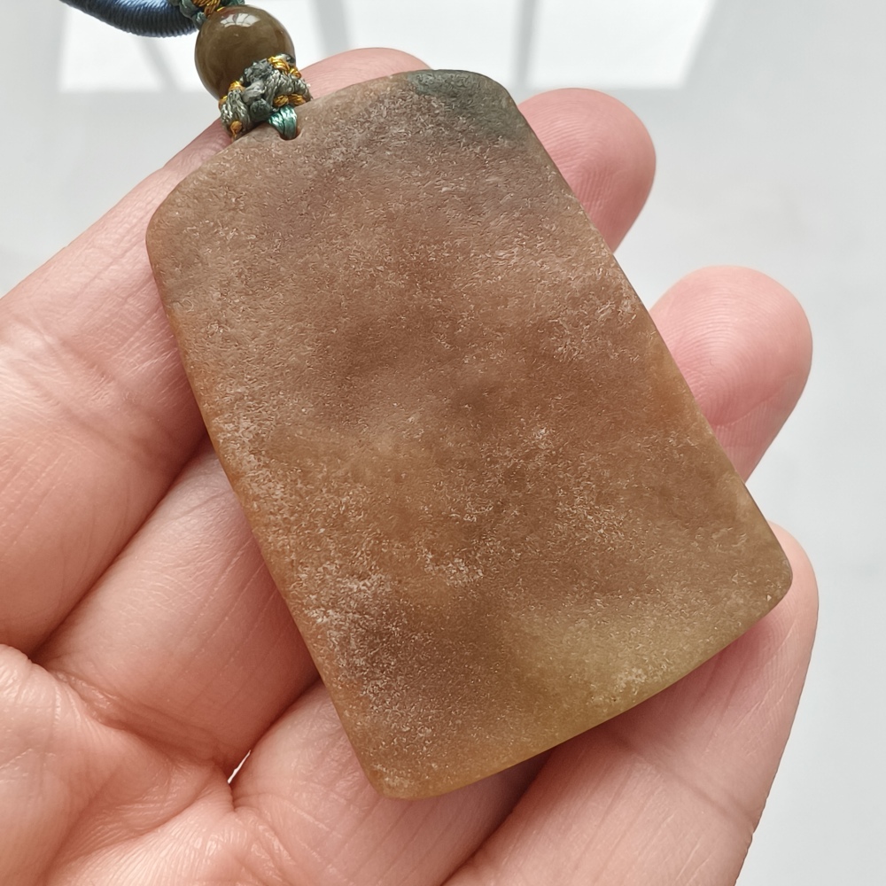 Unique Certificated Natural Type A Untreated Green Yellow Waxy Burmese Jadeite Rectangle Pendant With Buddha Carved,悟道,DIY Jewelry Supplies