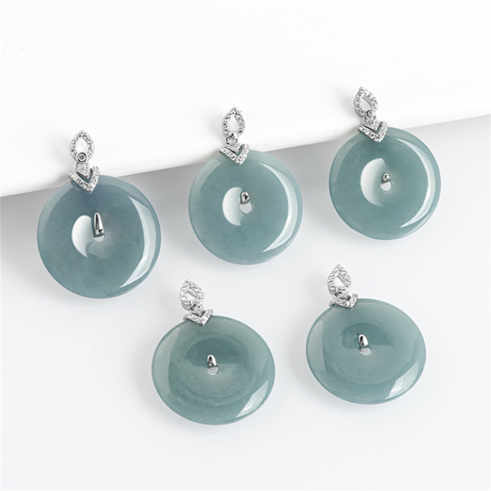 Natural Type A Untreated Icy Blue Watery Guatemalan Jadeite Safety Buckle Pendants,Blue Guatemala Jadeite Loose Pendant,DIY Jewelry Supplies