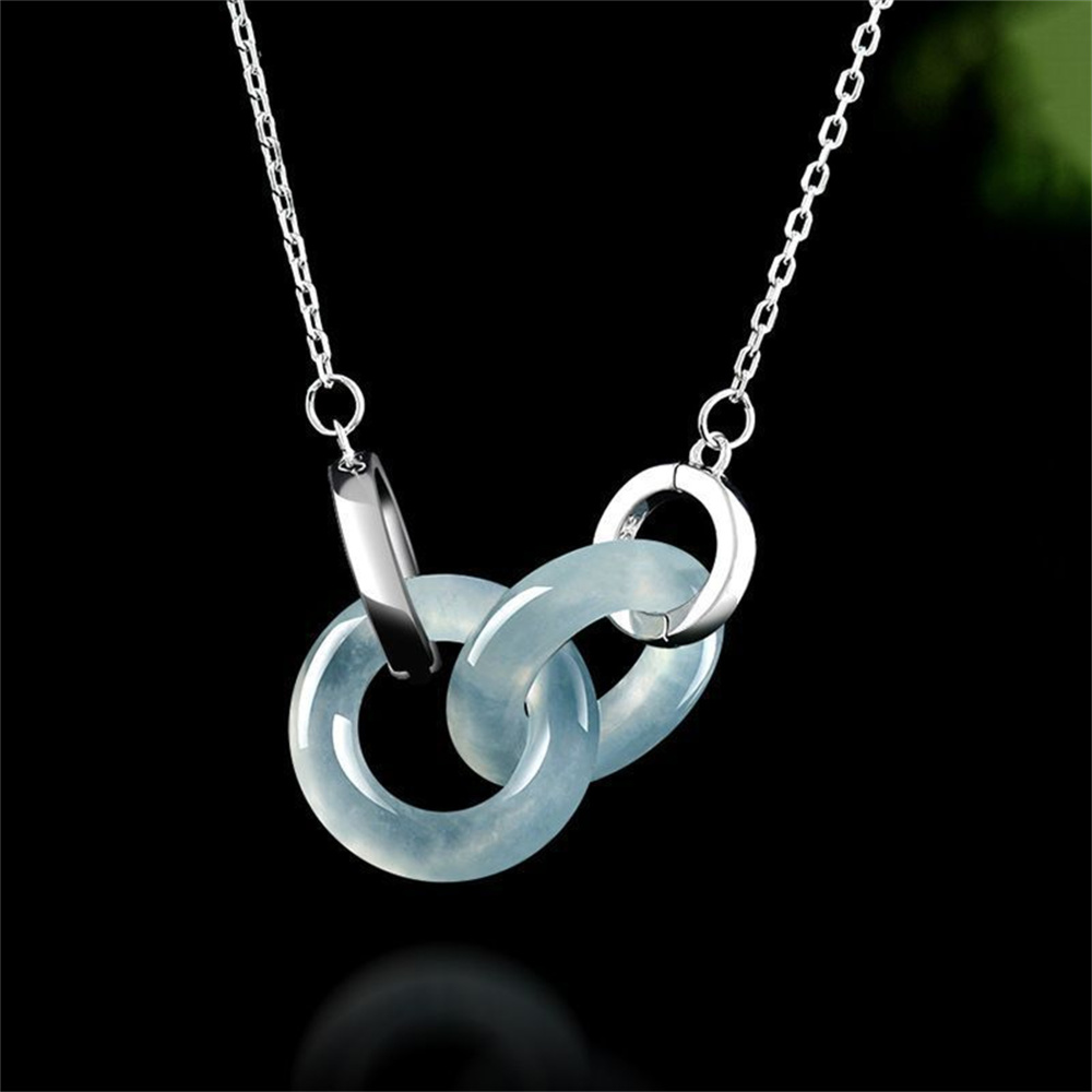 Natural Type A Untreated Icy Waxy Blue Watery Guatemalan Jadeite Double Links Pendant,Blue Guatemala Jadeite Loose Pendant,DIY Jewelry Supplies