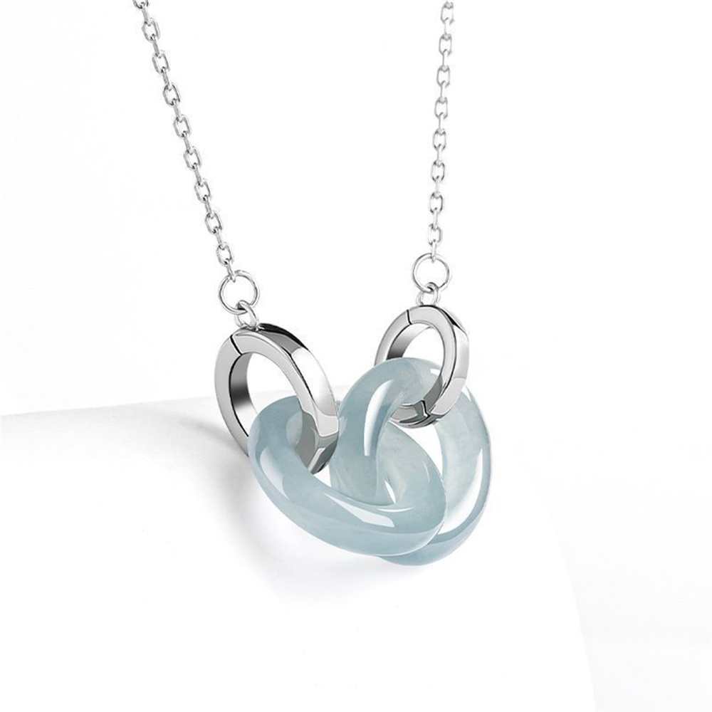 Natural Type A Untreated Icy Waxy Blue Watery Guatemalan Jadeite Double Links Pendant,Blue Guatemala Jadeite Loose Pendant,DIY Jewelry Supplies