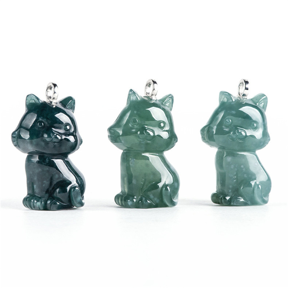 Natural Type A Untreated Icy Waxy Blue Watery Guatemalan Jadeite 3D Cat Pendant,Blue Guatemala Jadeite Loose Pendant,DIY Jewelry Supplies