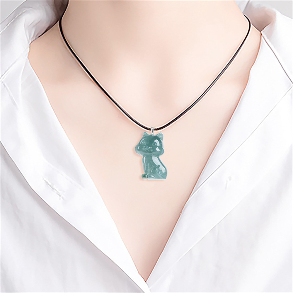 Natural Type A Untreated Icy Waxy Blue Watery Guatemalan Jadeite 3D Cat Pendant,Blue Guatemala Jadeite Loose Pendant,DIY Jewelry Supplies