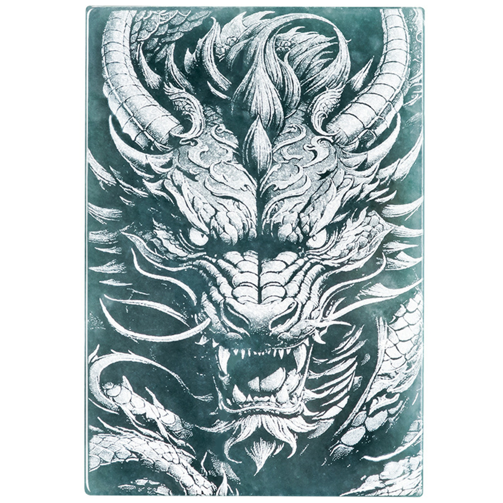 Natural Type A Untreated Blue Watery Guatemalan Jadeite Rectangle Pendant With Dragon Pattern,Amulet Pendant,DIY Jewelry Supplies