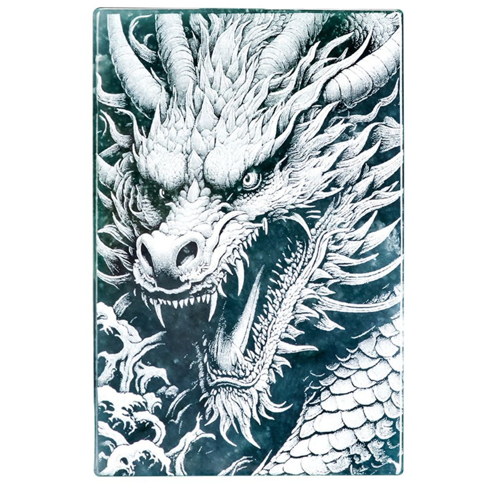 Natural Type A Untreated Blue Watery Guatemalan Jadeite Rectangle Pendant With Dragon Pattern,Amulet Pendant,DIY Jewelry Supplies