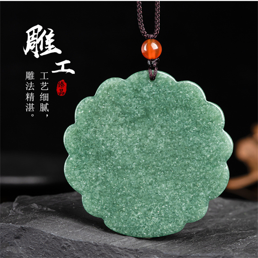Natural Type A Untreated Bean Green Watery Burmese Jadeite Round Pendant With Peacock Carved,Green Jadeite Pendant,DIY Jewelry Supplies