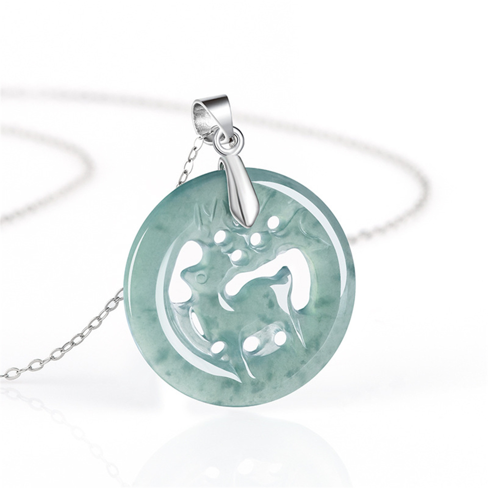 Natural Type A Untreated Icy Blue Watery Guatemalan Jadeite Filigree Round Pendant With Deer Carved,Blue Guatemala Jadeite Loose Pendant,DIY Jewelry Supplies