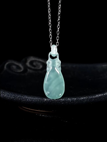 Natural Type A Untreated Icy Waxy Blue Watery Guatemalan Jadeite Flower Vase Pendants,Blue Guatemala Jadeite Loose Pendant,DIY Jewelry Supplies