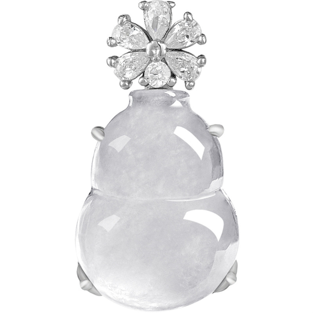 Natural Type A Untreated Icy Waxy White Burmese Jadeite Gourd Pendants,Burma Jadeite Loose Pendant,DIY Jewelry Supplies