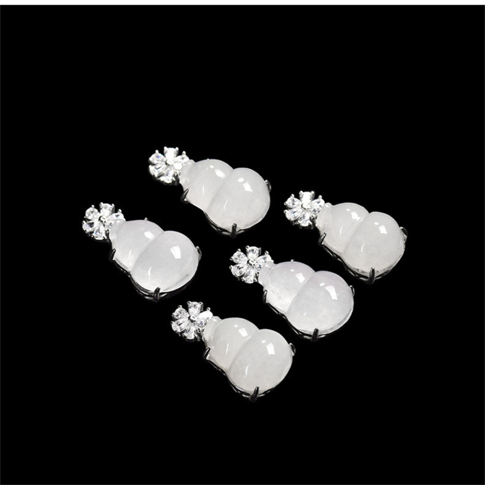 Natural Type A Untreated Icy Waxy White Burmese Jadeite Gourd Pendants,Burma Jadeite Loose Pendant,DIY Jewelry Supplies