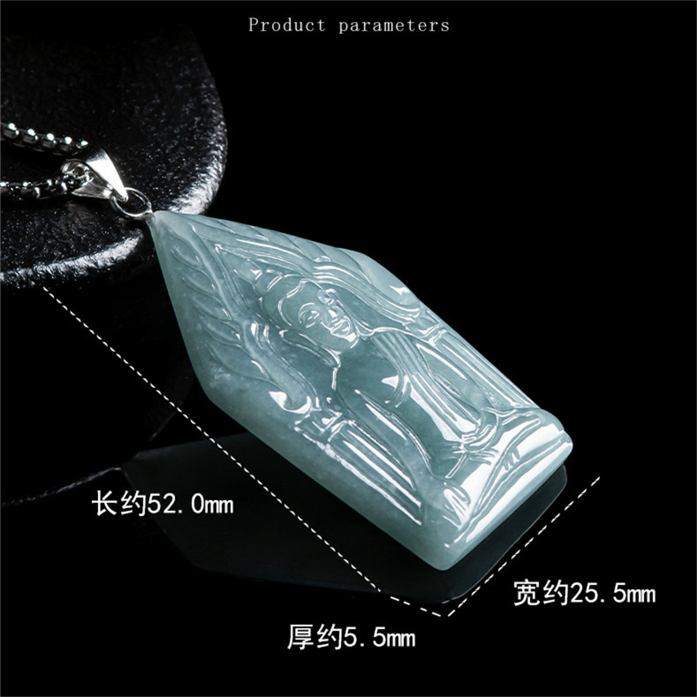 Natural Type A Untreated Waxy Blue Watery Guatemalan Jadeite Hand Carved Khun Phaen Amulet Pendant,Amulet Pendant,DIY Jewelry Supplies