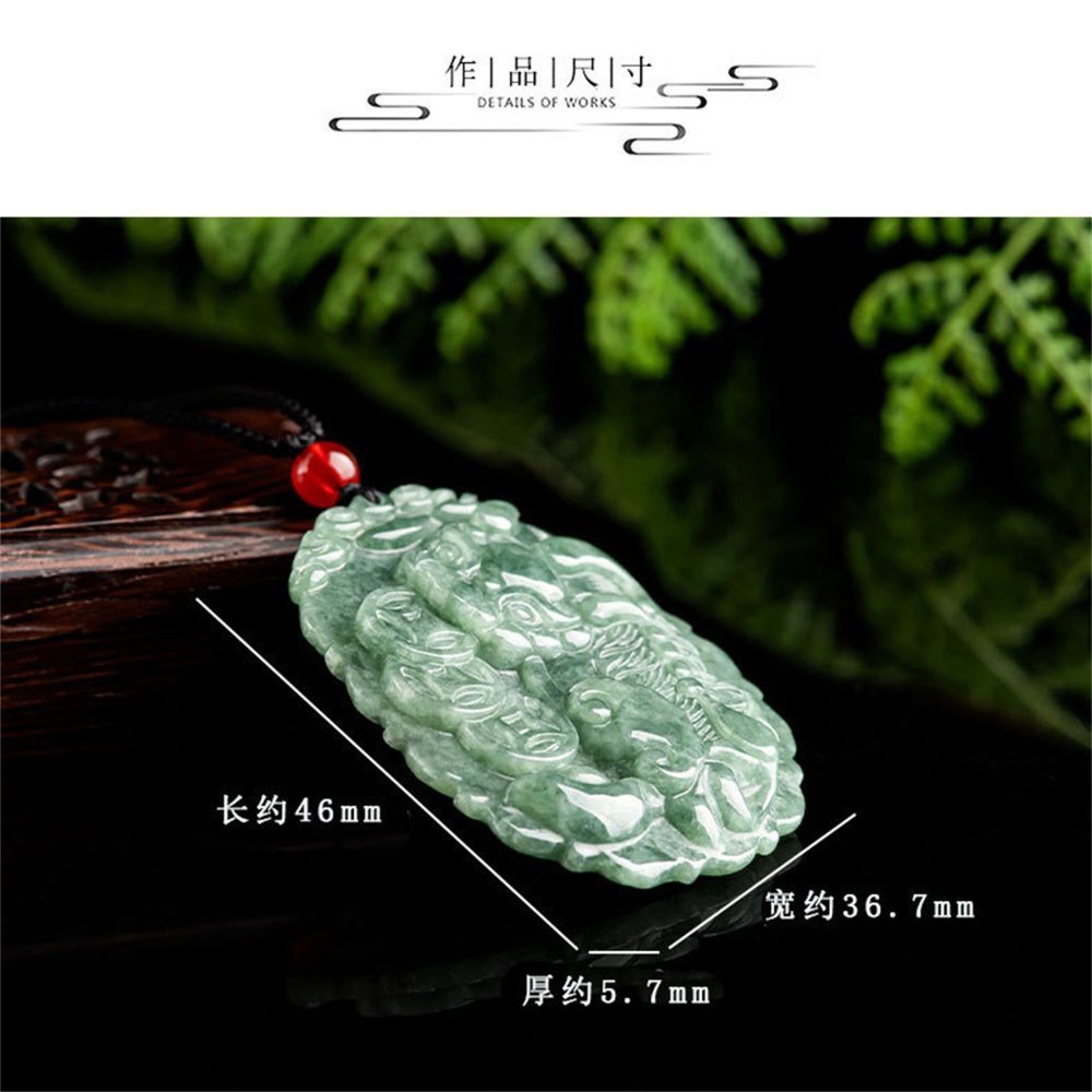 Natural Type A Untreated Bean Green Watery Burmese Jadeite Hand Carved Pixiu And Ancient Coin Pendant,Amulet Pendant,DIY Jewelry Supplies