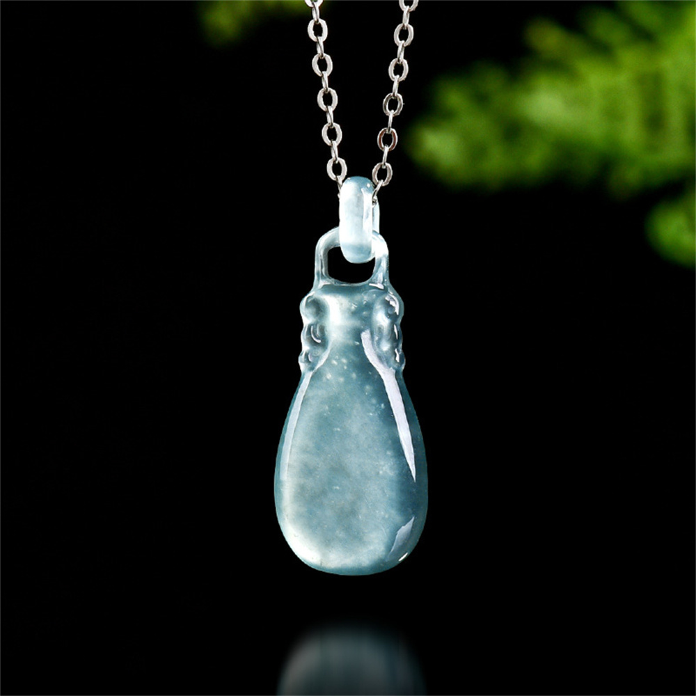 Natural Type A Untreated Icy Waxy Blue Watery Guatemalan Jadeite Flower Vase Pendants,Blue Guatemala Jadeite Loose Pendant,DIY Jewelry Supplies