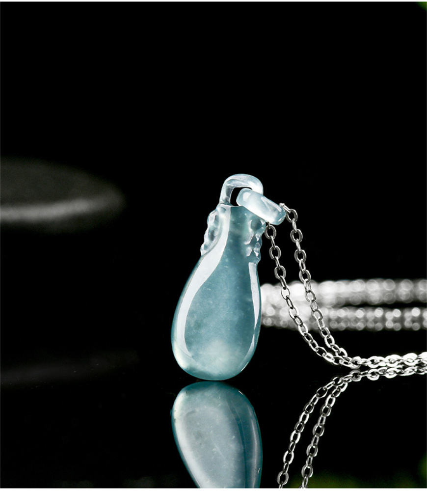 Natural Type A Untreated Icy Waxy Blue Watery Guatemalan Jadeite Flower Vase Pendants,Blue Guatemala Jadeite Loose Pendant,DIY Jewelry Supplies