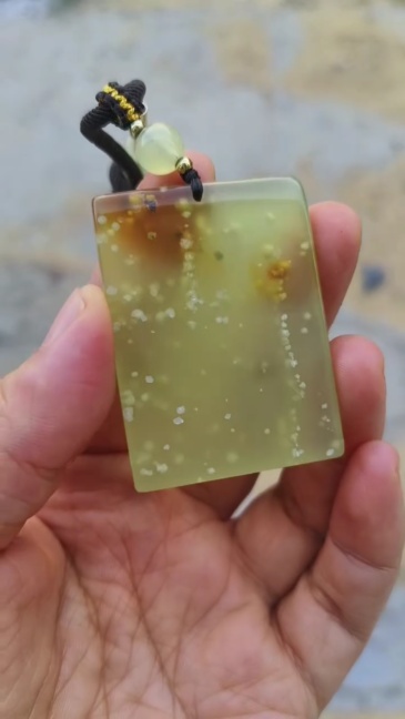 Unique Natural Serpentine Jade New Mountain Jade Rectangle Safety Pendant ,平安无事 Pendant,DIY Jewelry Supplies