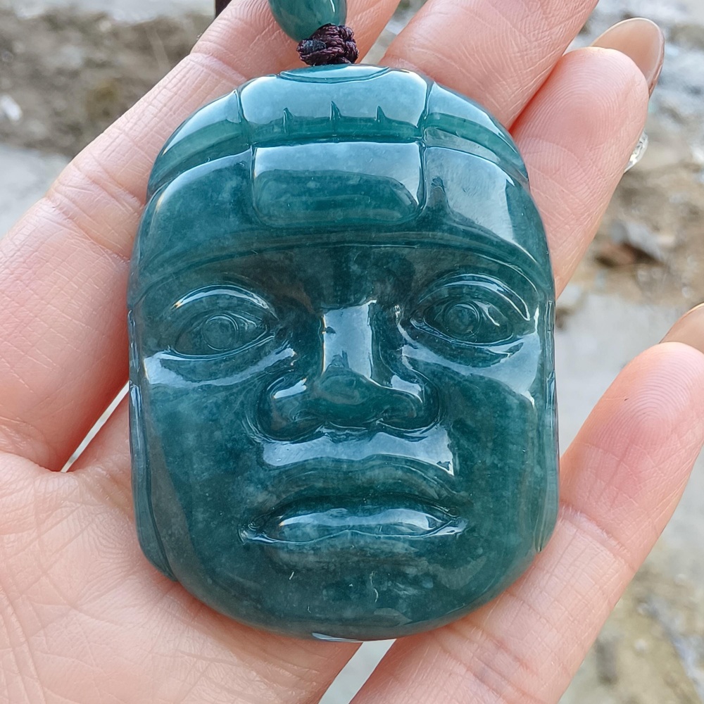 Customized Jadeite Pendant - Natural Type A Burmese Bean Green Jadeite White Jadeite or Guatemalan Blue Jadeite - Engraving As Customer's Design Or Photo Reference