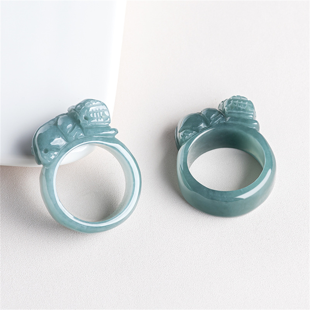 Natural Certificated Untreated Type A Icy Waxy Guatemalan Jadeite Rings With Pixiu Carved,Amulet Rings Pendants,Guatemala Jadeite,DIY Jewelry Supplies
