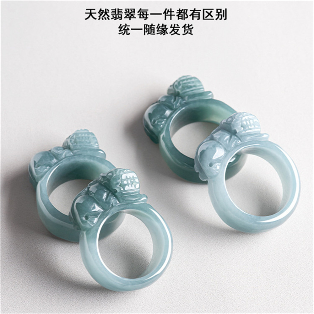 Natural Certificated Untreated Type A Icy Waxy Guatemalan Jadeite Rings With Pixiu Carved,Amulet Rings Pendants,Guatemala Jadeite,DIY Jewelry Supplies