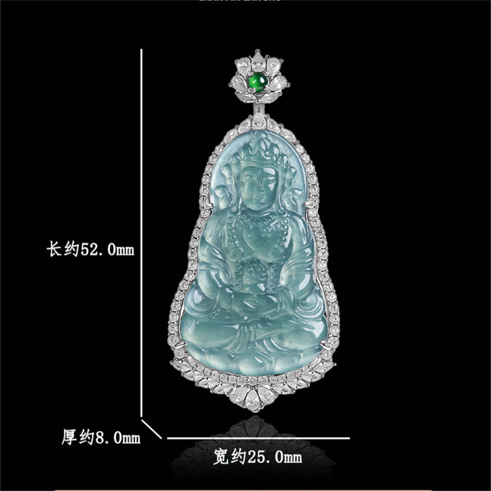 Natural Certificated Type A Untreated Icy Clear Blue Watery Guatemalan Jadeite Tara Guanyin Pendants,Tara Bodhisattva Amulet Pendant,DIY Jewelry Supplies