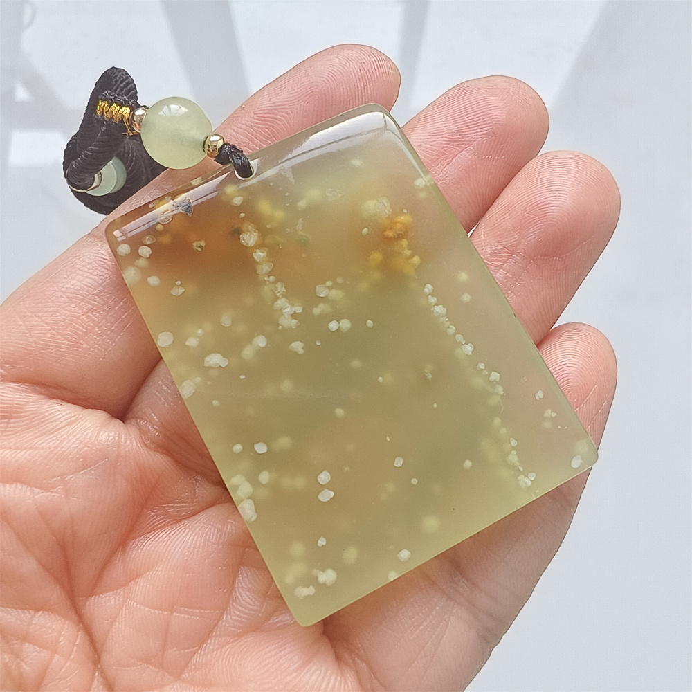 Unique Natural Serpentine Jade New Mountain Jade Rectangle Safety Pendant ,平安无事 Pendant,DIY Jewelry Supplies