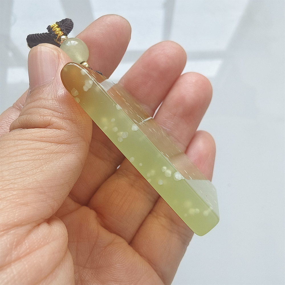 Unique Natural Serpentine Jade New Mountain Jade Rectangle Safety Pendant ,平安无事 Pendant,DIY Jewelry Supplies