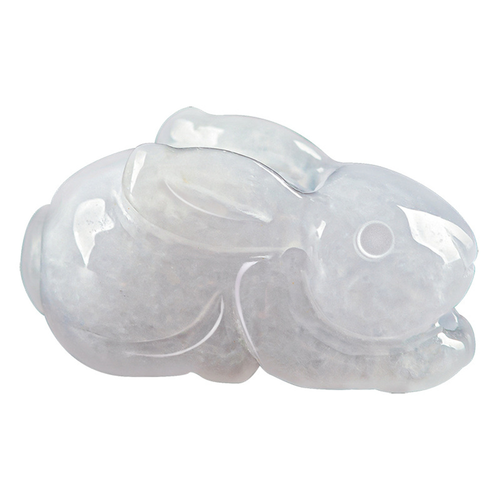 Natural Certificated Type A Untreated Icy Waxy White Green Burmese Jadeite 3D Rabbit Pendant,Chinese zodiac,DIY Jewelry Supplies