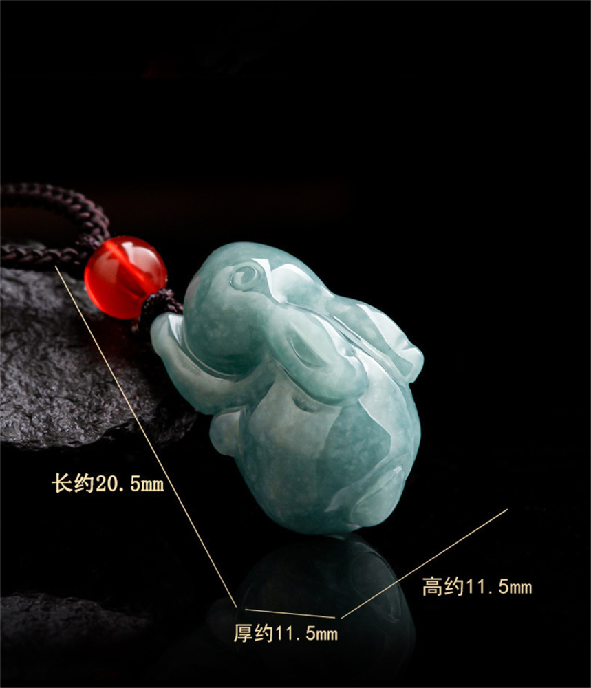 Natural Certificated Type A Untreated Blue Watery Guatemalan Jadeite 3D Rabbit Pendant,Chinese zodiac,DIY Jewelry Supplies