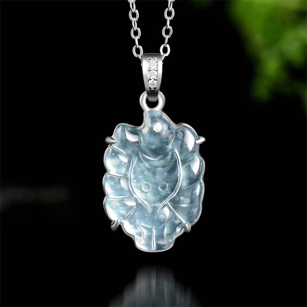 Natural Certificated Type A Untreated Icy Waxy Blue Watery Guatemalan Jadeite Nine Tailed Fox Pendants,Blue Guatemala Jadeite Loose Pendant,DIY Jewelry Supplies