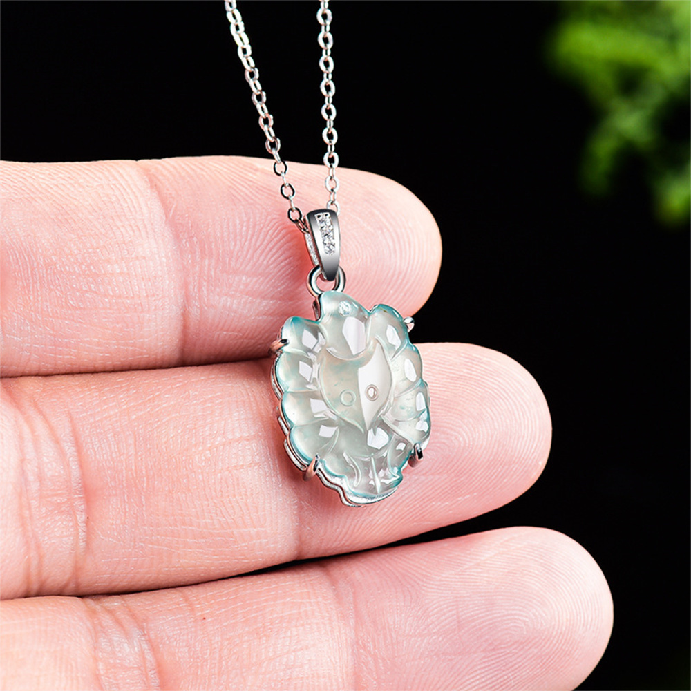 Natural Certificated Type A Untreated Icy Waxy Blue Watery Guatemalan Jadeite Nine Tailed Fox Pendants,Blue Guatemala Jadeite Loose Pendant,DIY Jewelry Supplies