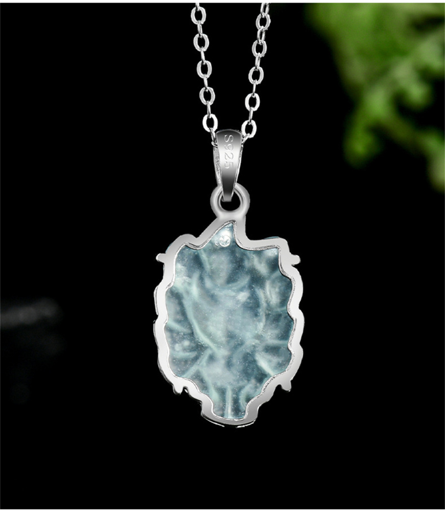 Natural Certificated Type A Untreated Icy Waxy Blue Watery Guatemalan Jadeite Nine Tailed Fox Pendants,Blue Guatemala Jadeite Loose Pendant,DIY Jewelry Supplies