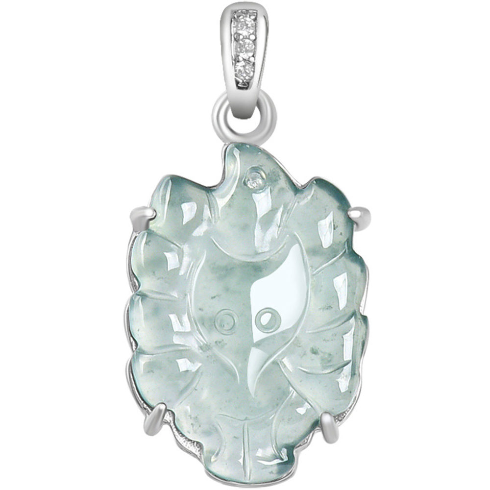 Natural Certificated Type A Untreated Icy Waxy Blue Watery Guatemalan Jadeite Nine Tailed Fox Pendants,Blue Guatemala Jadeite Loose Pendant,DIY Jewelry Supplies