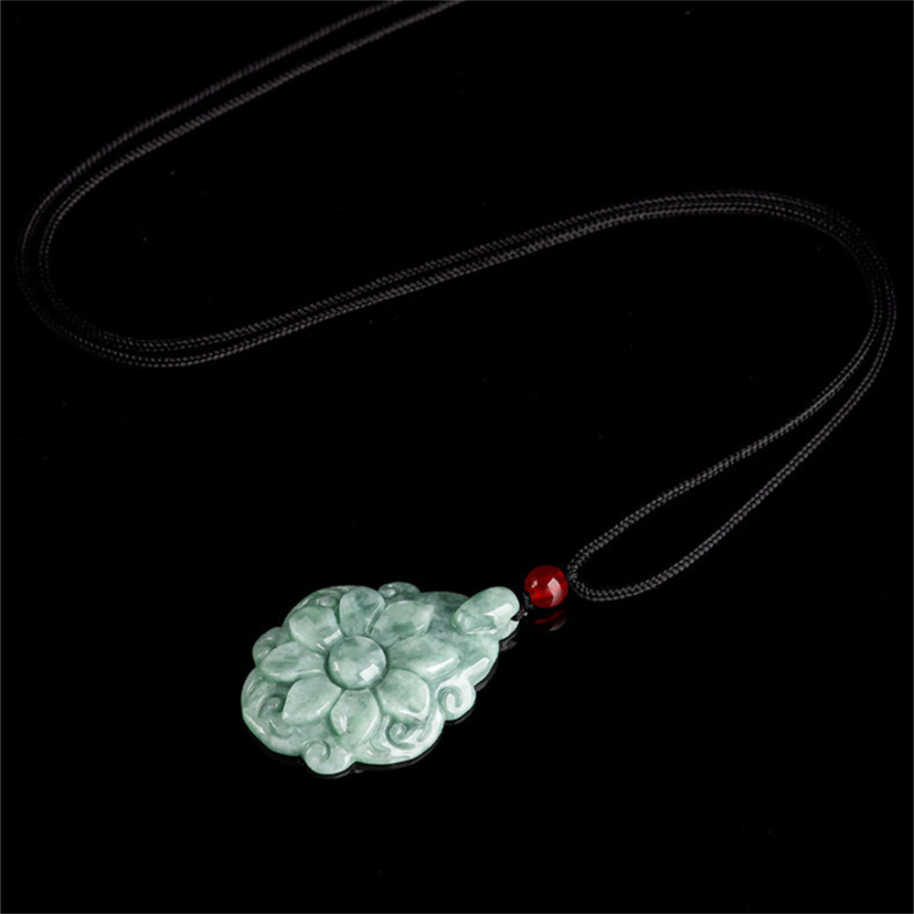 Natural Certificated Type A Untreated Bean Green Watery Burmese Jadeite Hand Carved Kalanchoe Pendant,Flowers Pendant,DIY Jewelry Supplies