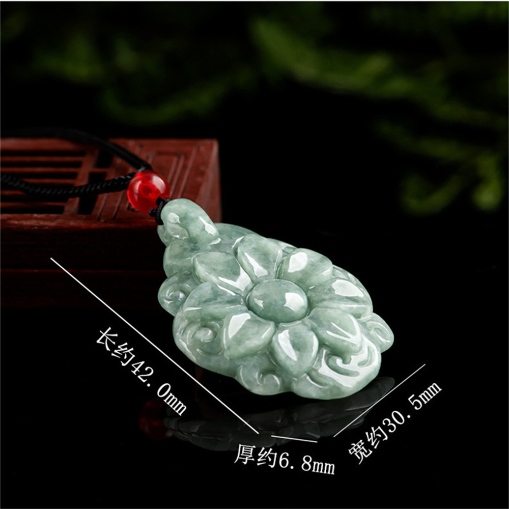 Natural Certificated Type A Untreated Bean Green Watery Burmese Jadeite Hand Carved Kalanchoe Pendant,Flowers Pendant,DIY Jewelry Supplies