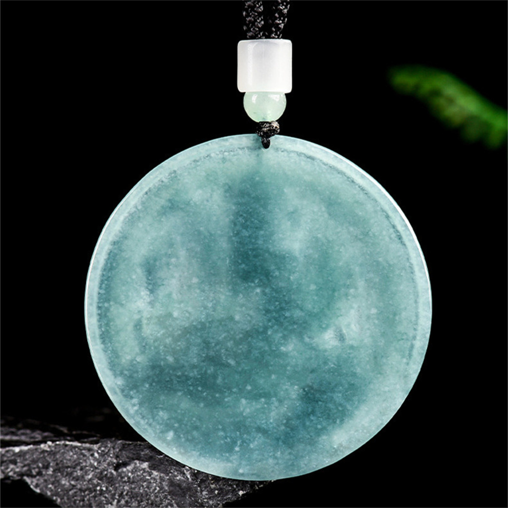 Natural Certificated Type A Untreated Blue Watery Guatemalan Jadeite Round Pendant With Ganesha Carved,Amulet Pendant,DIY Jewelry Supplies