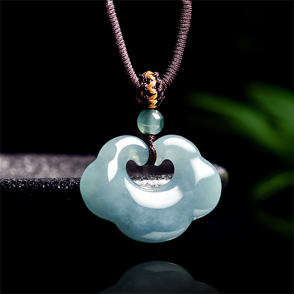 Natural Certificated Type A Untreated Blue Watery Guatemalan Jadeite Ruyi Pendant,Amulet Pendant,DIY Jewelry Supplies