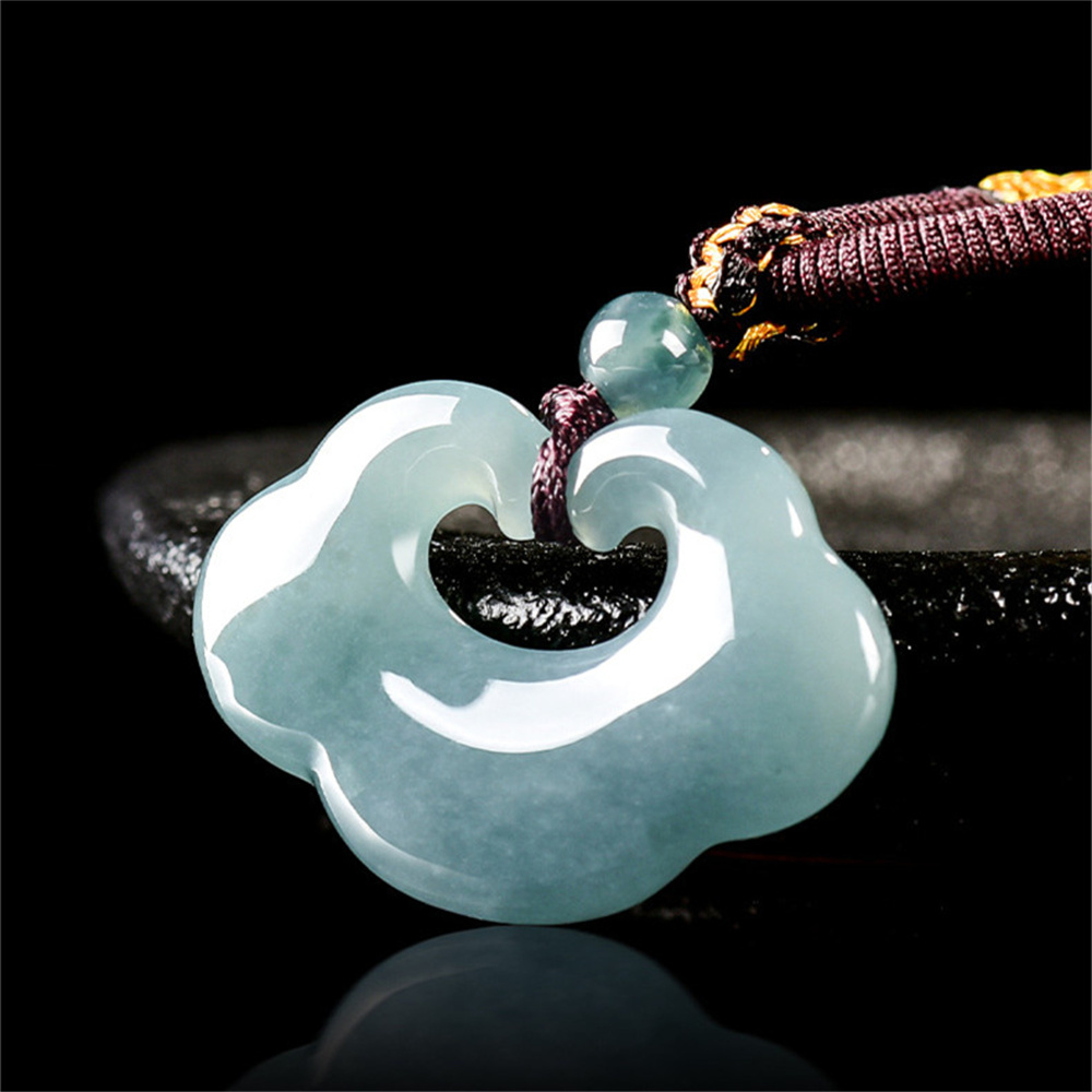 Natural Certificated Type A Untreated Blue Watery Guatemalan Jadeite Ruyi Pendant,Amulet Pendant,DIY Jewelry Supplies