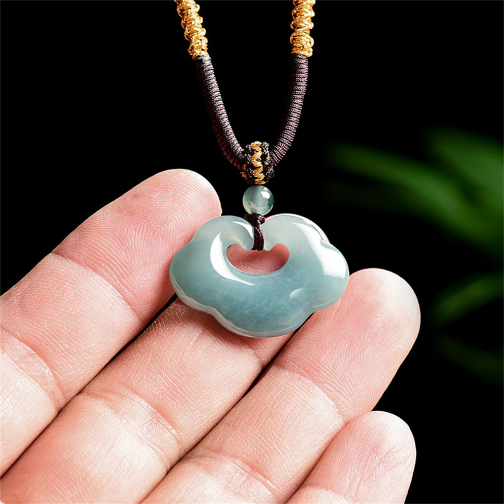 Natural Certificated Type A Untreated Blue Watery Guatemalan Jadeite Ruyi Pendant,Amulet Pendant,DIY Jewelry Supplies