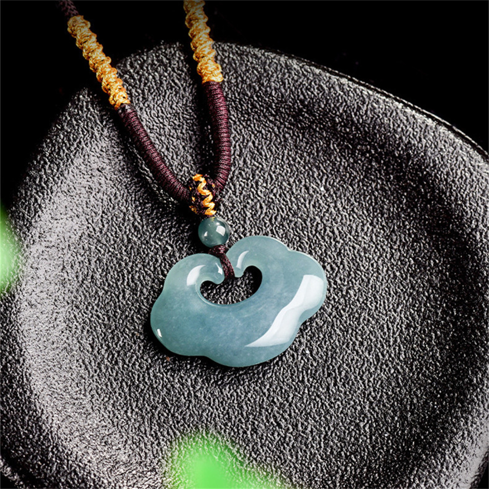 Natural Certificated Type A Untreated Blue Watery Guatemalan Jadeite Ruyi Pendant,Amulet Pendant,DIY Jewelry Supplies