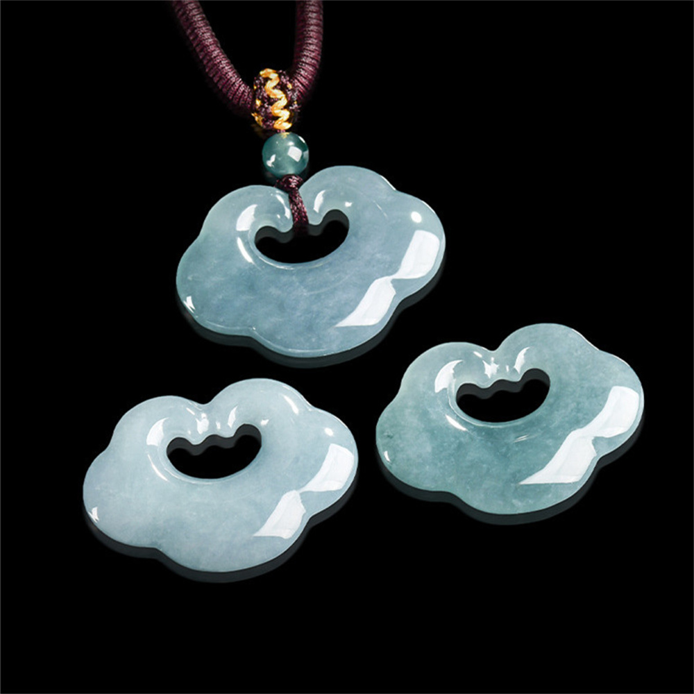 Natural Certificated Type A Untreated Blue Watery Guatemalan Jadeite Ruyi Pendant,Amulet Pendant,DIY Jewelry Supplies